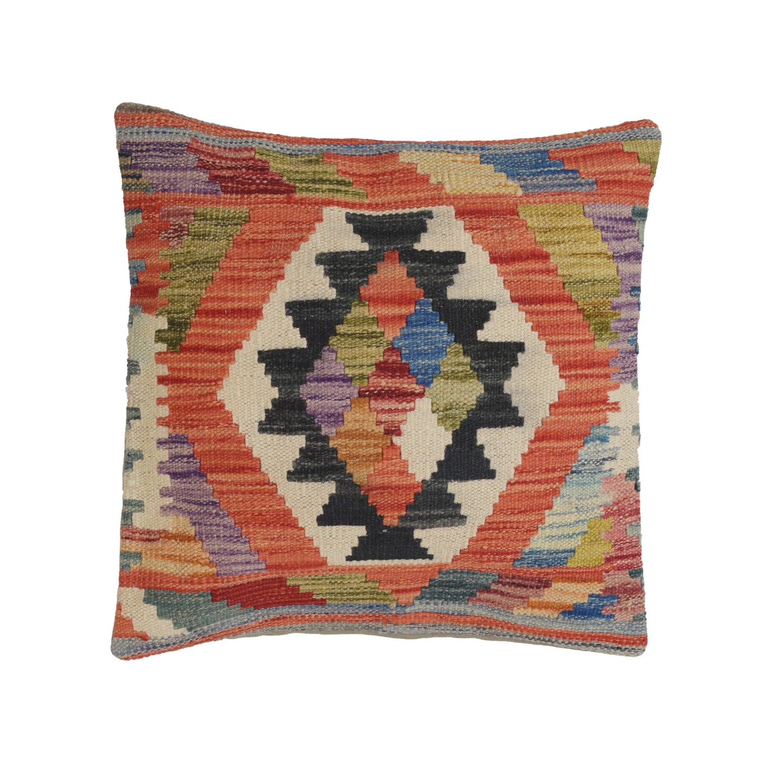 Square Size Kelim Cushion 1' 5" x 1' 6" ft / 44 x 45 cm - No. 23967