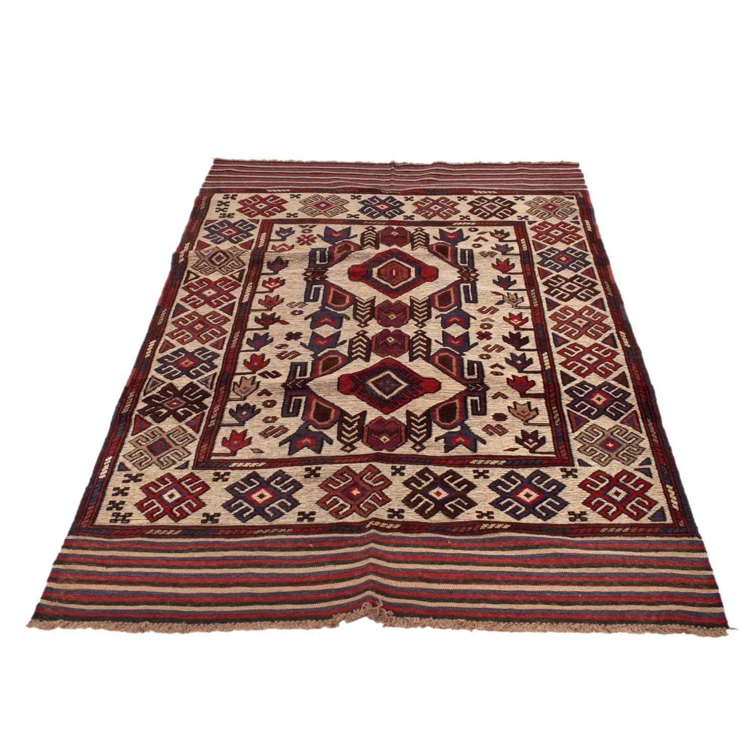 Oriental Barjasta Kilim Carpet 4' 0" x 5' 11" ft / 122 x 180 cm - No. 2518