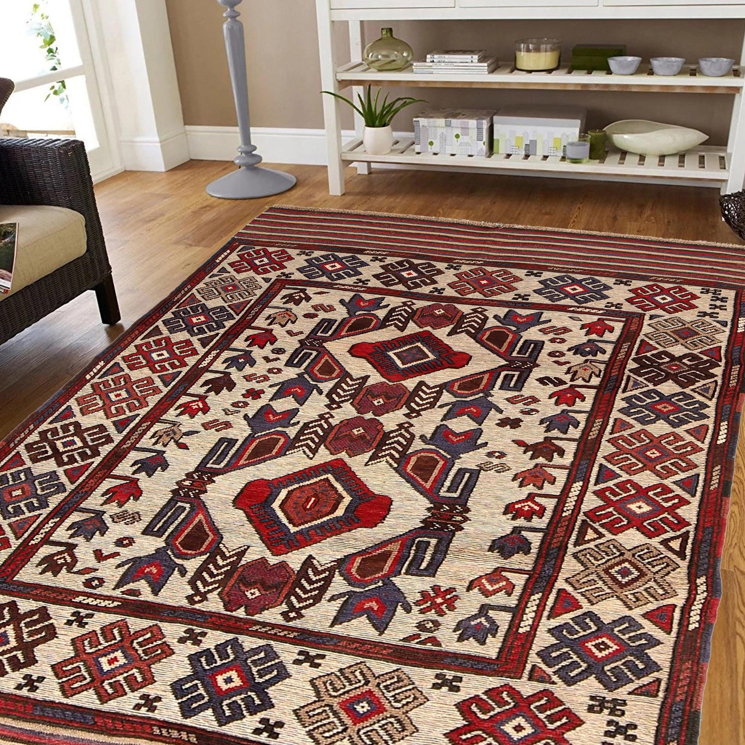 Oriental Barjasta Kilim Carpet 4' 0" x 5' 11" ft / 122 x 180 cm - No. 2518