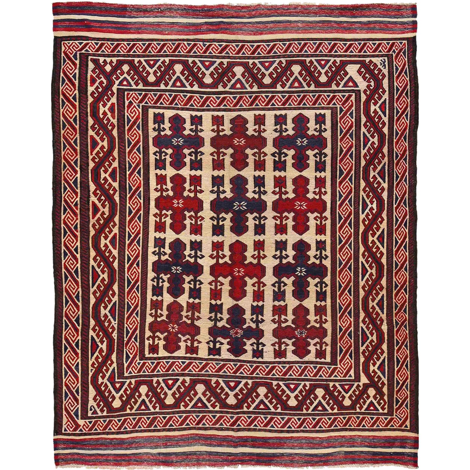 Handmade Flat Weave Kilim 6' 8" x 8' 8" ft / 204 x 265 cm - No. 2542