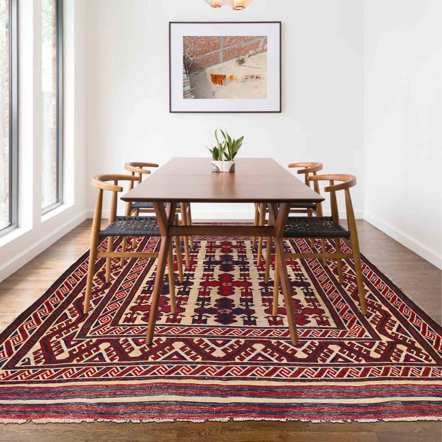Handmade Flat Weave Kilim 6' 8" x 8' 8" ft / 204 x 265 cm - No. 2542
