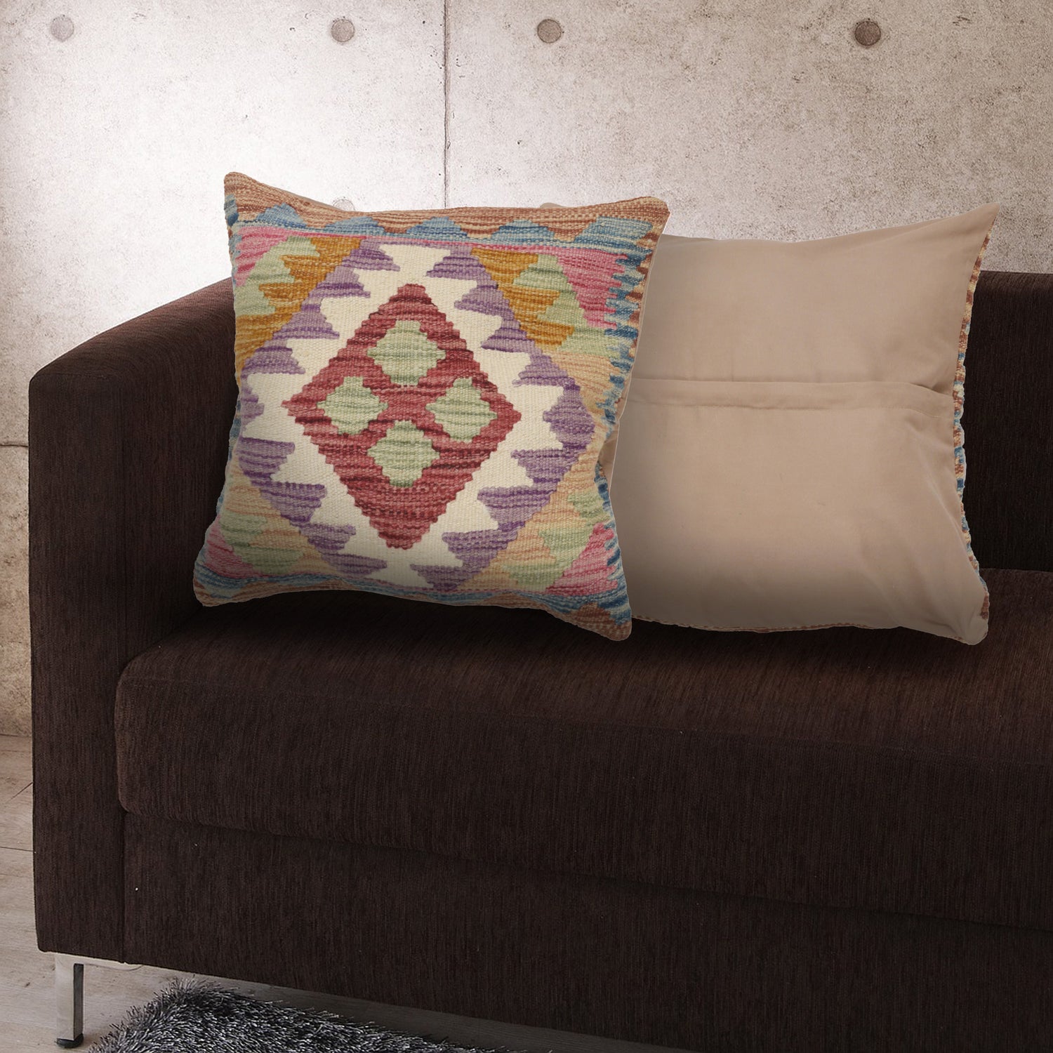 Afghan Kilim Cushion 1' 5" x 1' 5" ft / 44 x 44 cm - No. 25550