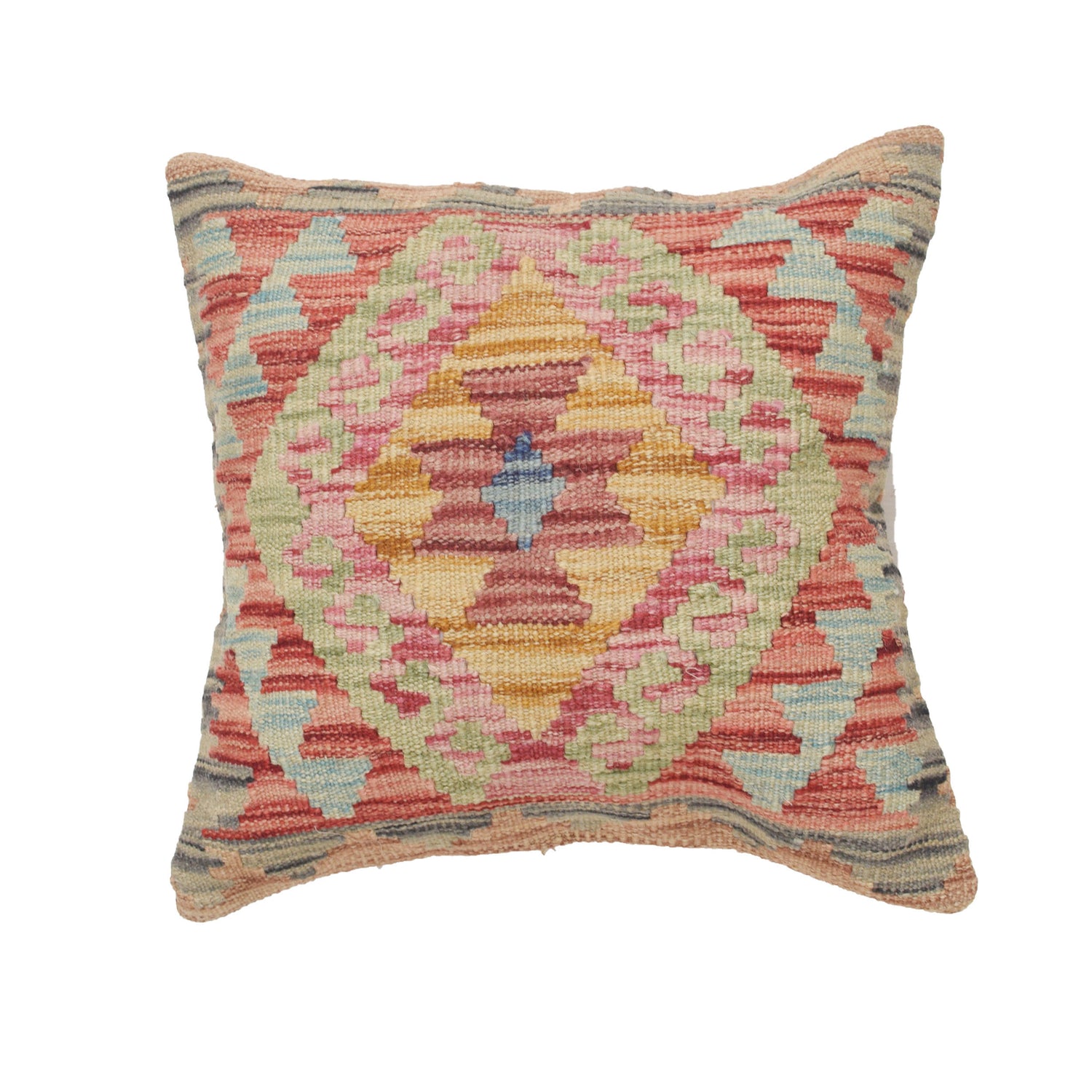 Afghan Kilim Cushion 1' 5" x 1' 5" ft / 42 x 43 cm - No. 25562