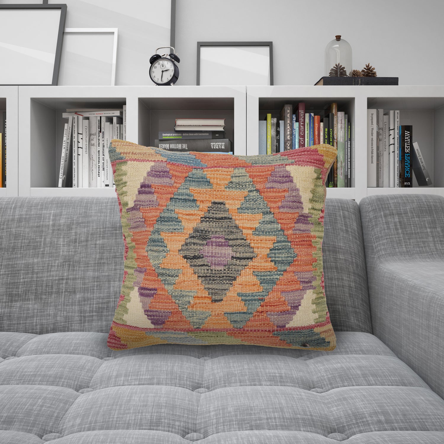 Kilim Cushion Cover 1' 5" x 1' 5" ft / 42 x 43 cm - No. 25594