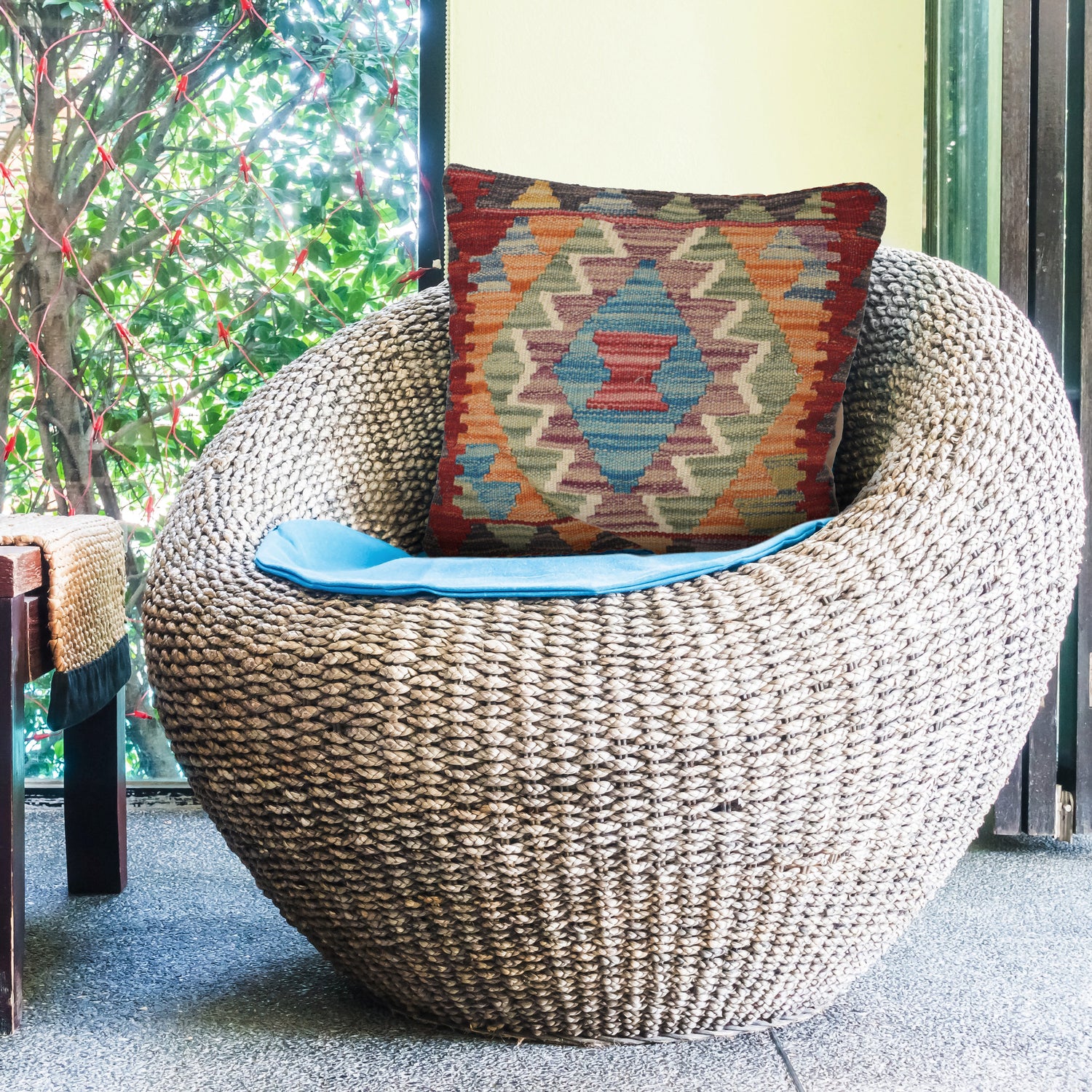 Kilim Cushion Cover 1' 3" x 1' 4" ft / 39 x 40 cm - No. 25656