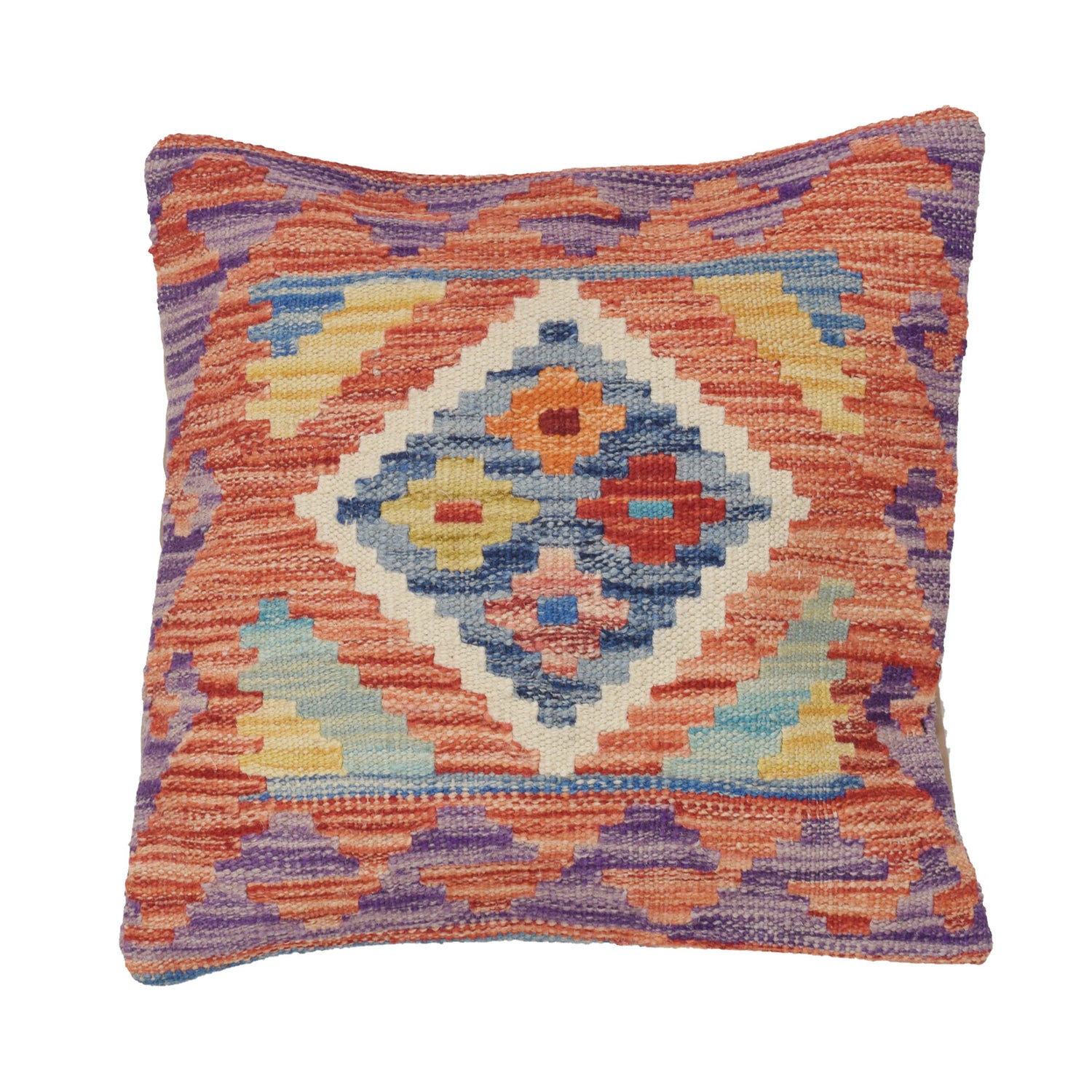 Square Size Kelim Cushion 1' 5" x 1' 6" ft / 44 x 45 cm - No. 25756