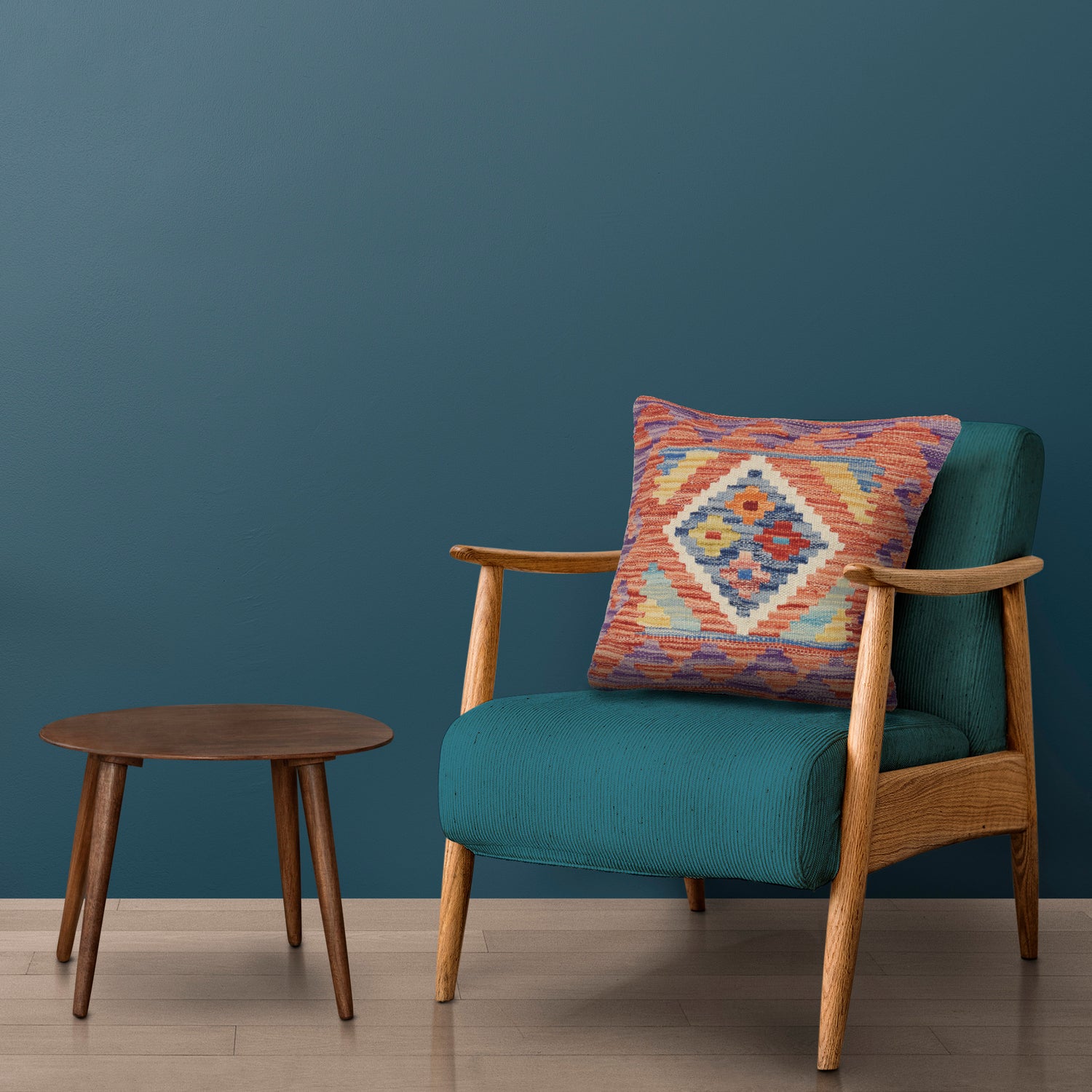 Square Size Kelim Cushion 1' 5" x 1' 6" ft / 44 x 45 cm - No. 25756