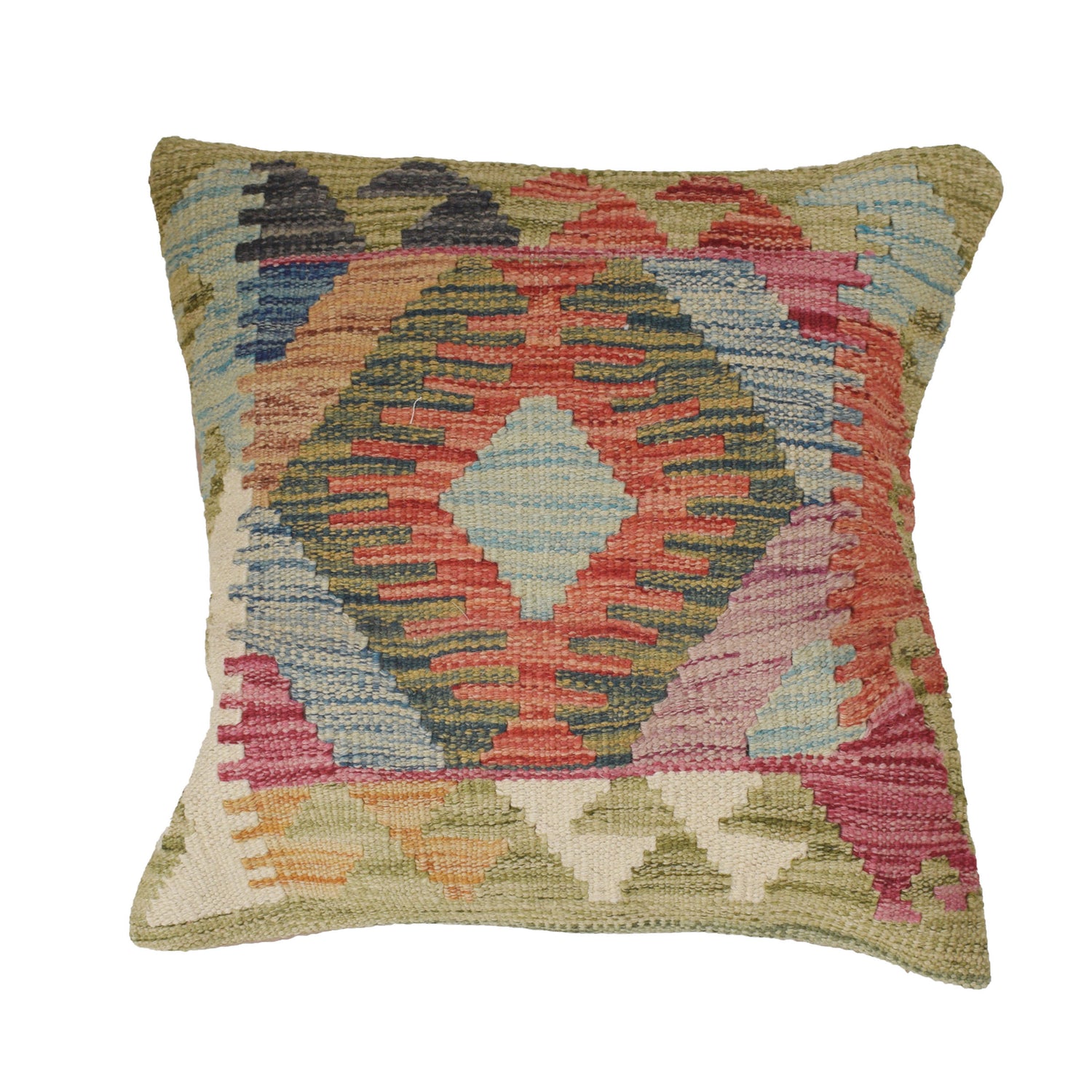 Square Size Kelim Cushion 1' 6" x 1' 6" ft / 45 x 45 cm - No. 25757