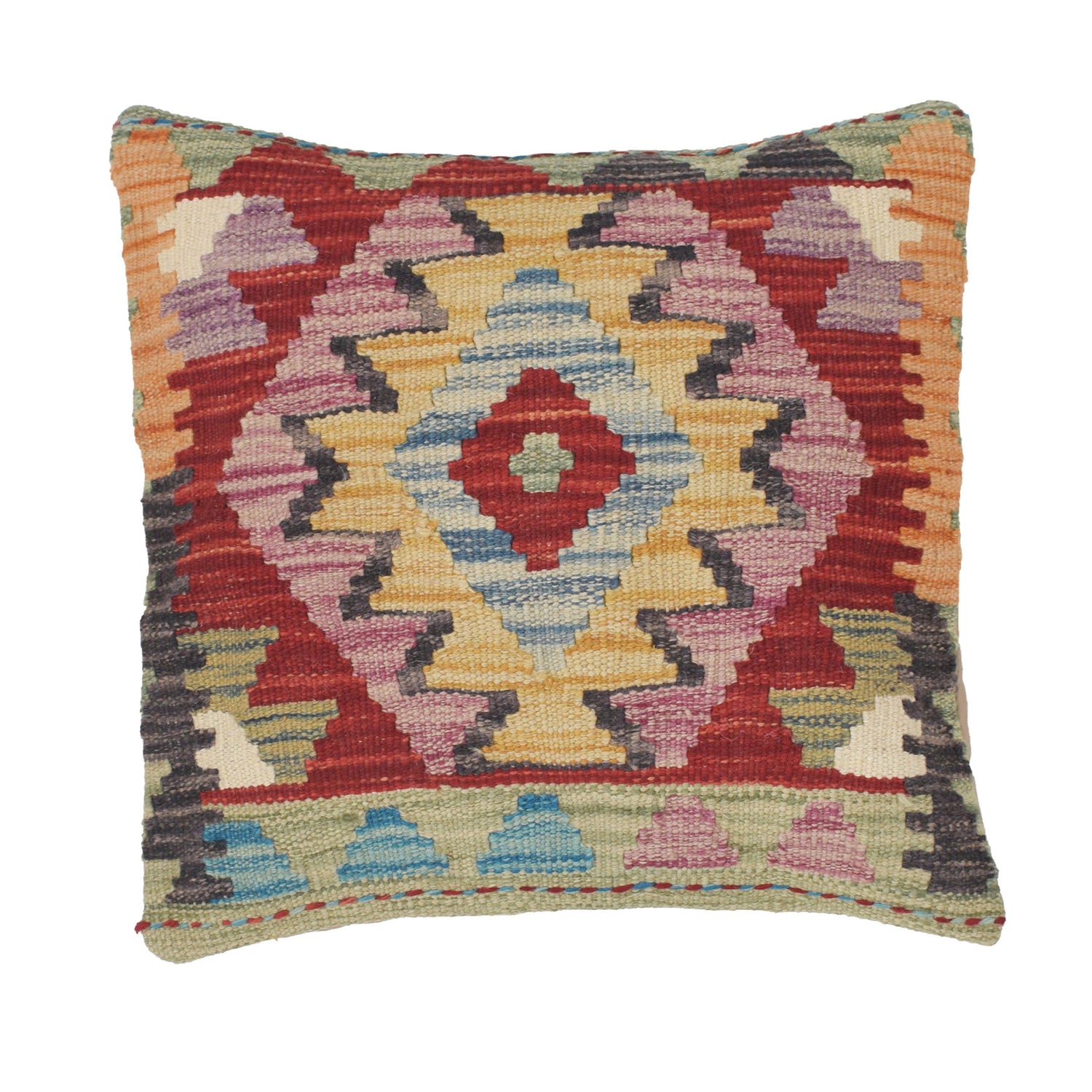 Square Size Kelim Cushion 1' 4" x 1' 5" ft / 41 x 43 cm - No. 25760
