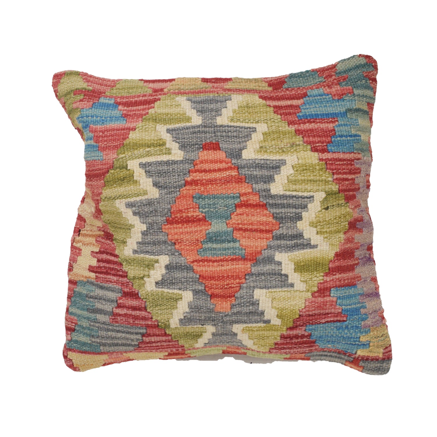 Square Size Kelim Cushion 1' 4" x 1' 4" ft / 41 x 41 cm - No. 25767