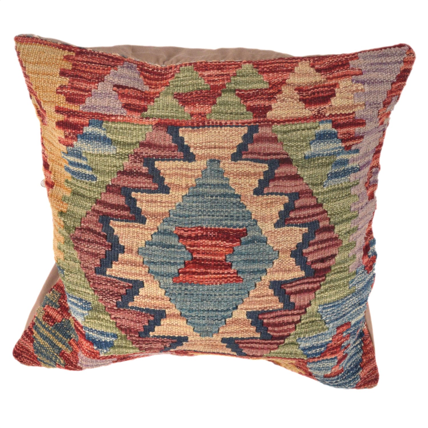 Square Size Kelim Cushion 1' 5" x 1' 6" ft / 44 x 45 cm - No. 25789