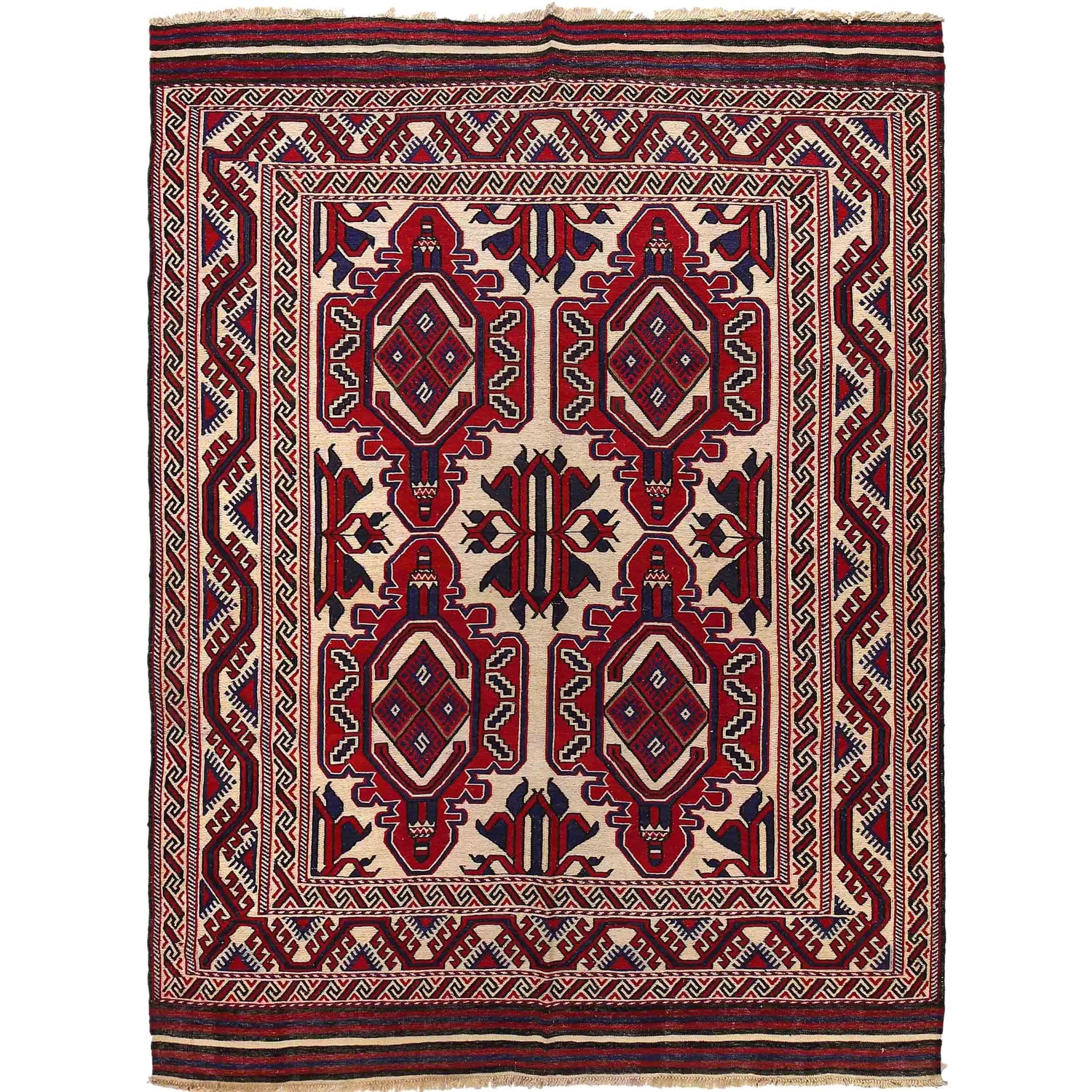 Afghan Saghari Kilim 6' 10" x 9' 4" ft / 208 x 285 cm - No. 2611