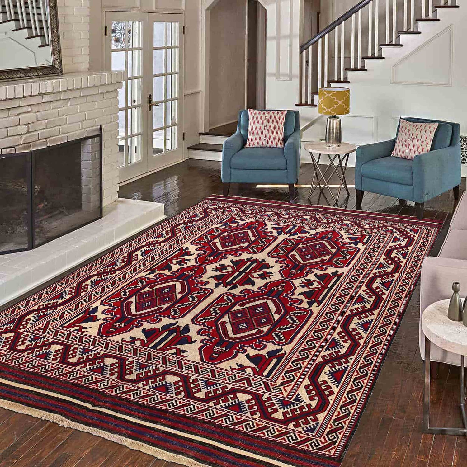 Afghan Saghari Kilim 6' 10" x 9' 4" ft / 208 x 285 cm - No. 2611