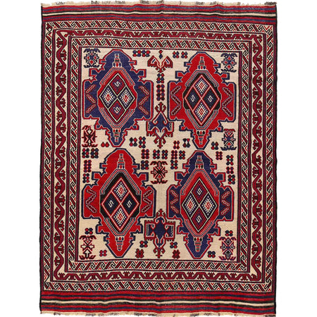 Handmade Flat Weave Kilim 6' 7" x 8' 7" ft / 201 x 262 cm - No. 2614