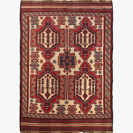 Hand Knotted Vintage Kilim 4' 7" x 6' 5" ft / 139 x 195 cm - No. 3103