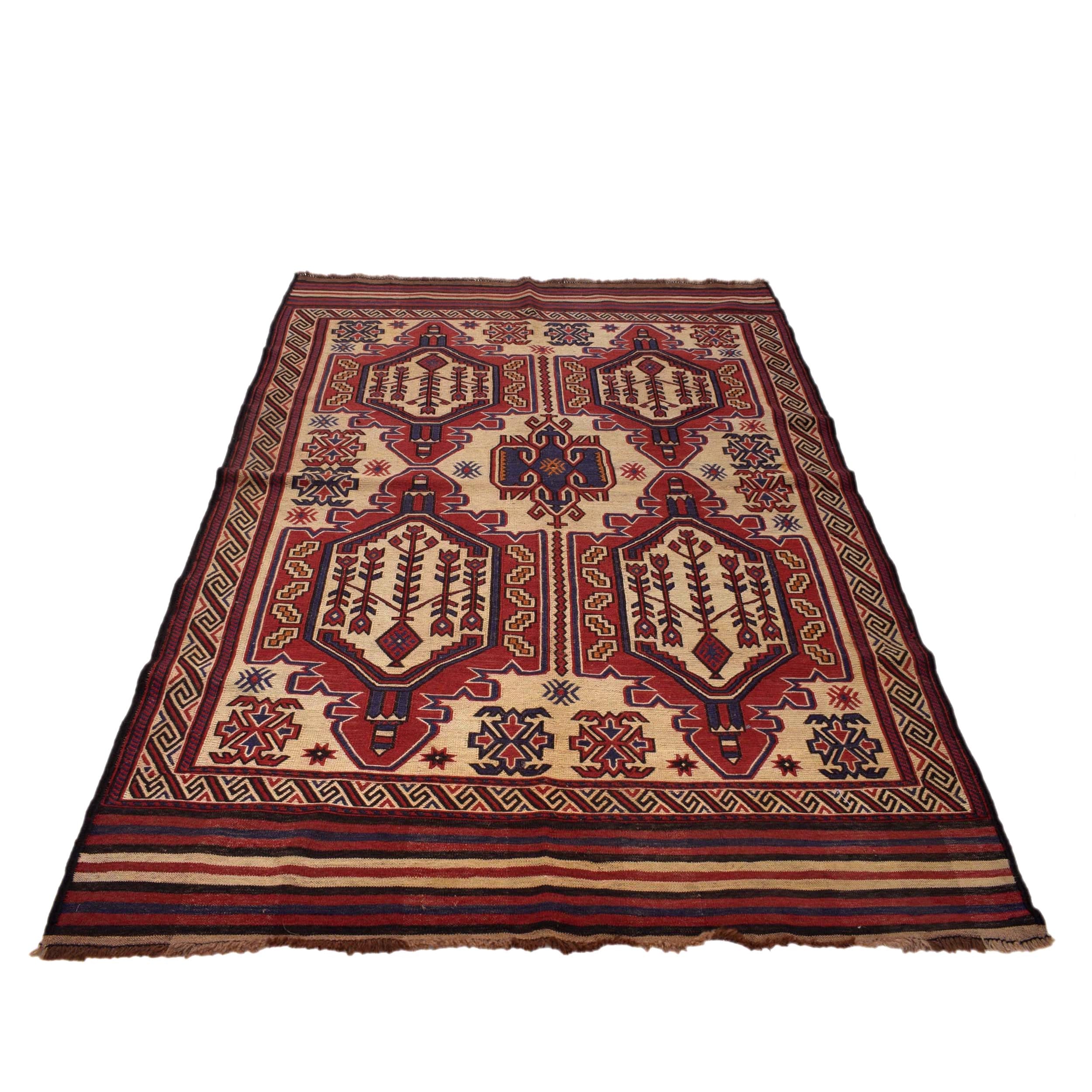 Hand Knotted Vintage Kilim 4' 7" x 6' 5" ft / 139 x 195 cm - No. 3103