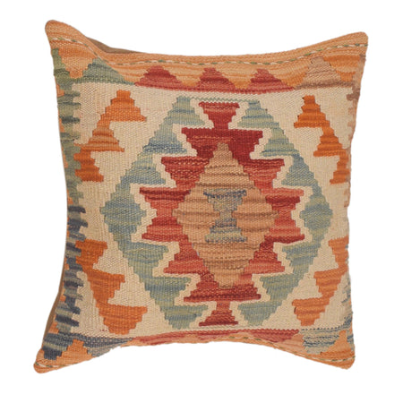 Square Size Kelim Cushion 1' 6" x 1' 7" ft / 45 x 47 cm - No. 34464