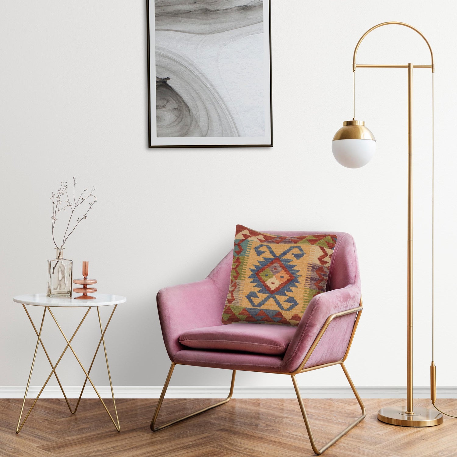 Afghan Kilim Cushion 1' 6" x 1' 6" ft / 46 x 46 cm - No. 34465