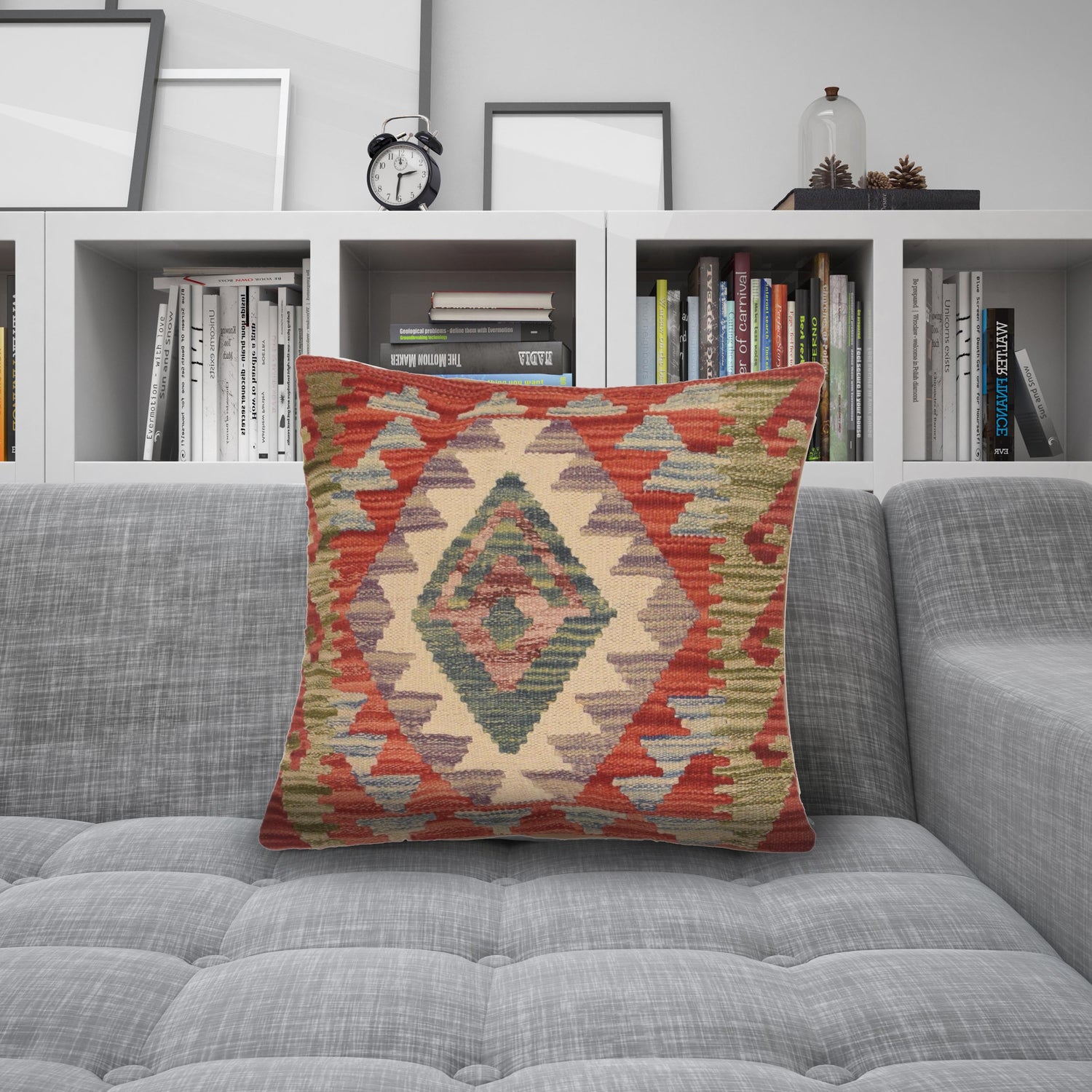 Kilim Cushion Cover 1' 6" x 1' 7" ft / 45 x 47 cm - No. 34467