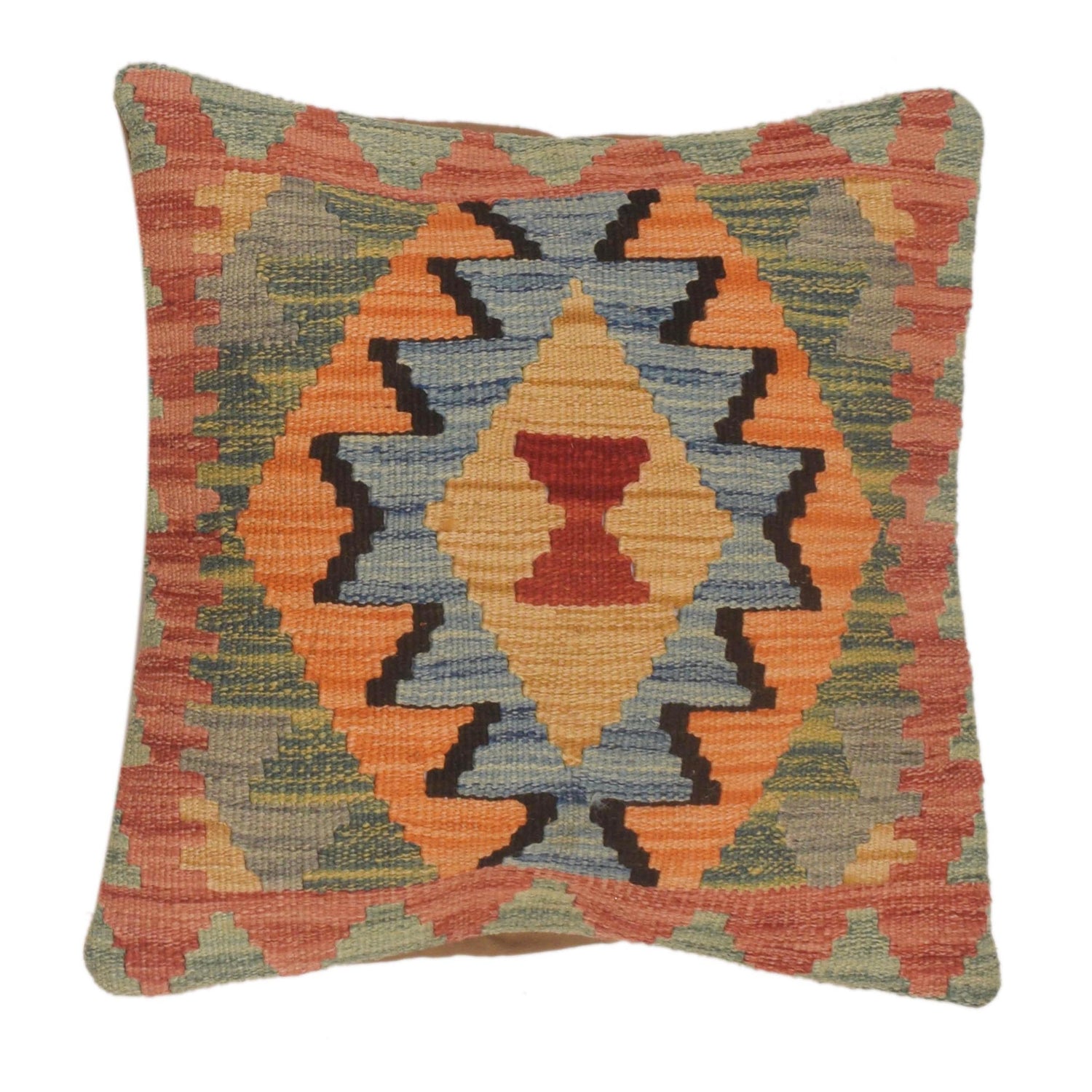 Vegetable Kilim Cushion Cover 1' 6" x 1' 6" ft / 45 x 46 cm - No. 34477
