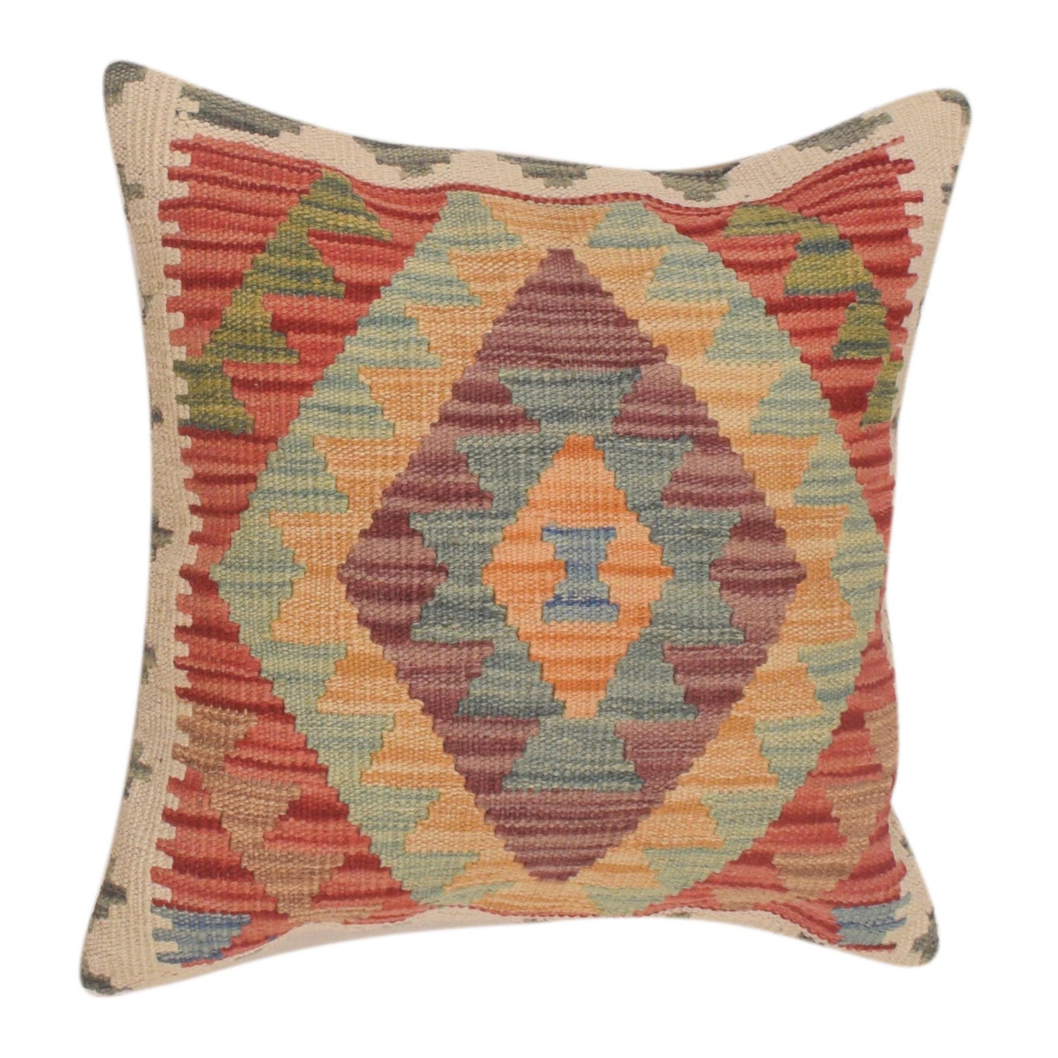 Afghan Kilim Cushion 1' 6" x 1' 6" ft / 45 x 46 cm - No. 34478