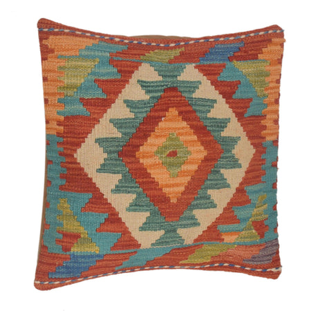 Square Size Kelim Cushion 1' 6" x 1' 6" ft / 46 x 46 cm - No. 34489