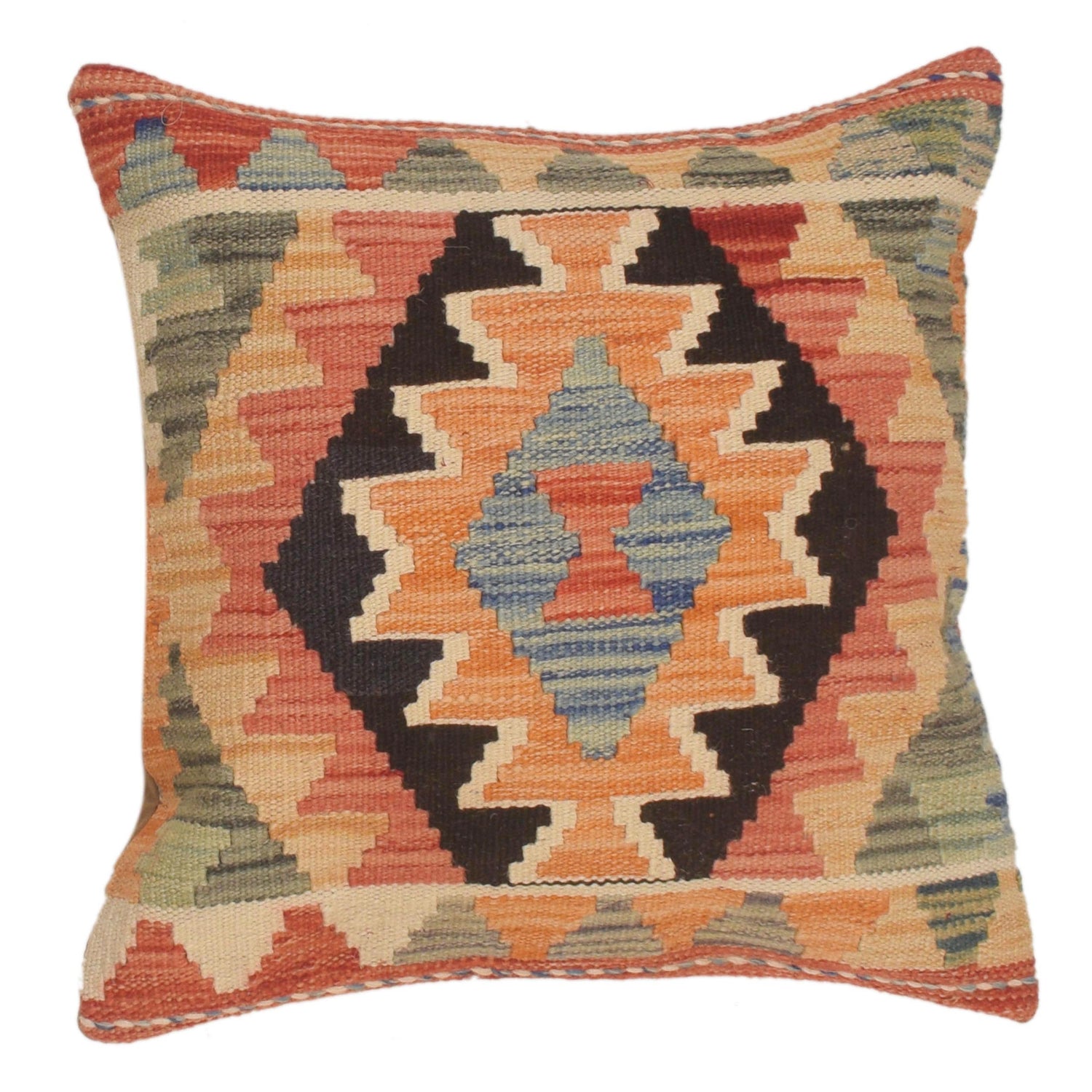 Afghan Kilim Cushion 1' 6" x 1' 7" ft / 45 x 47 cm - No. 34490
