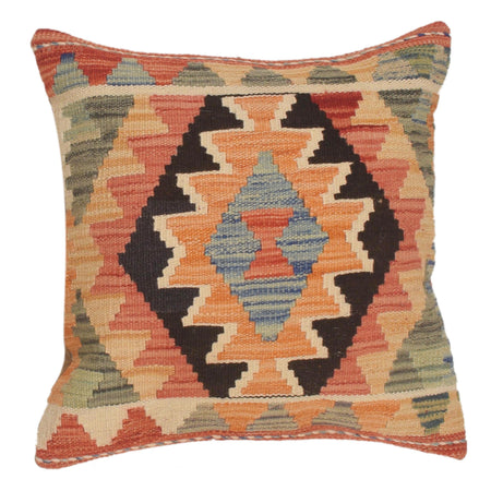 Afghan Kilim Cushion 1' 6" x 1' 7" ft / 45 x 47 cm - No. 34490