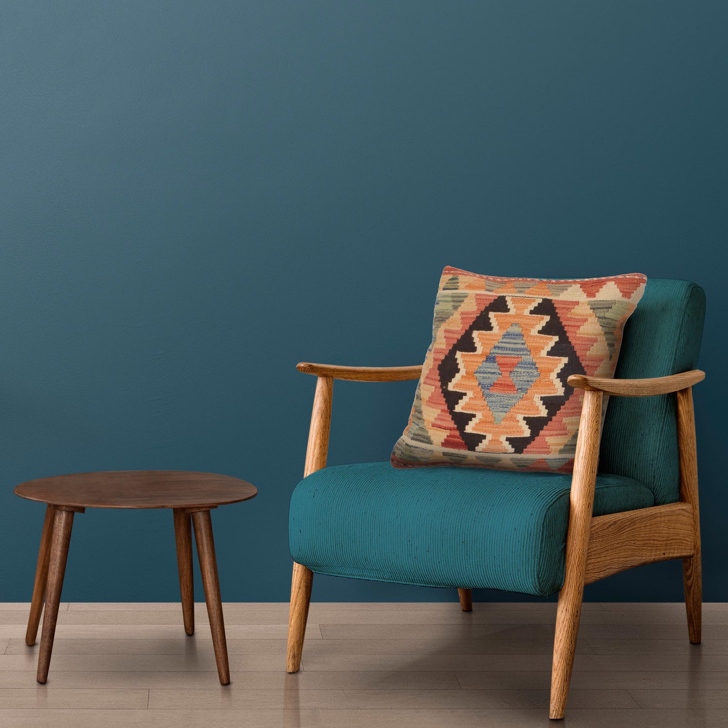 Afghan Kilim Cushion 1' 6" x 1' 7" ft / 45 x 47 cm - No. 34490