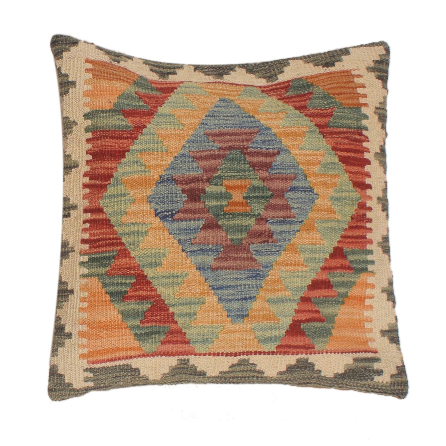 Afghan Kilim Cushion 1' 6" x 1' 6" ft / 45 x 45 cm - No. 34497