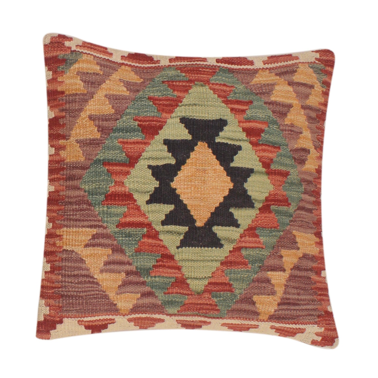 Vegetable Kilim Cushion Cover 1' 6" x 1' 6" ft / 46 x 45 cm - No. 34505