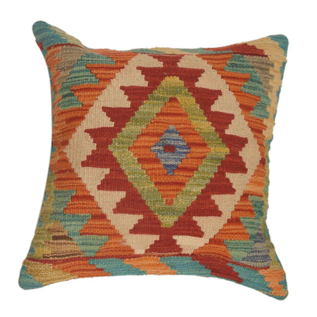 Vegetable Kilim Cushion Cover 1' 6" x 1' 6" ft / 46 x 46 cm - No. 34513