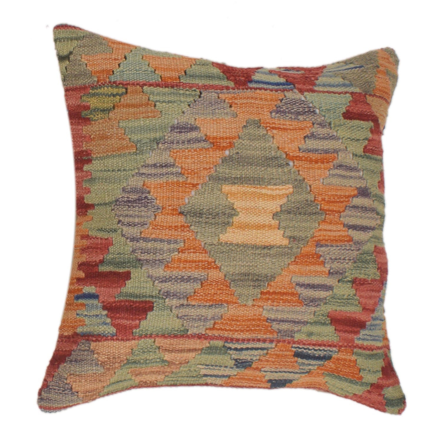 Square Size Kelim Cushion 1' 5" x 1' 5" ft / 44 x 44 cm - No. 34515
