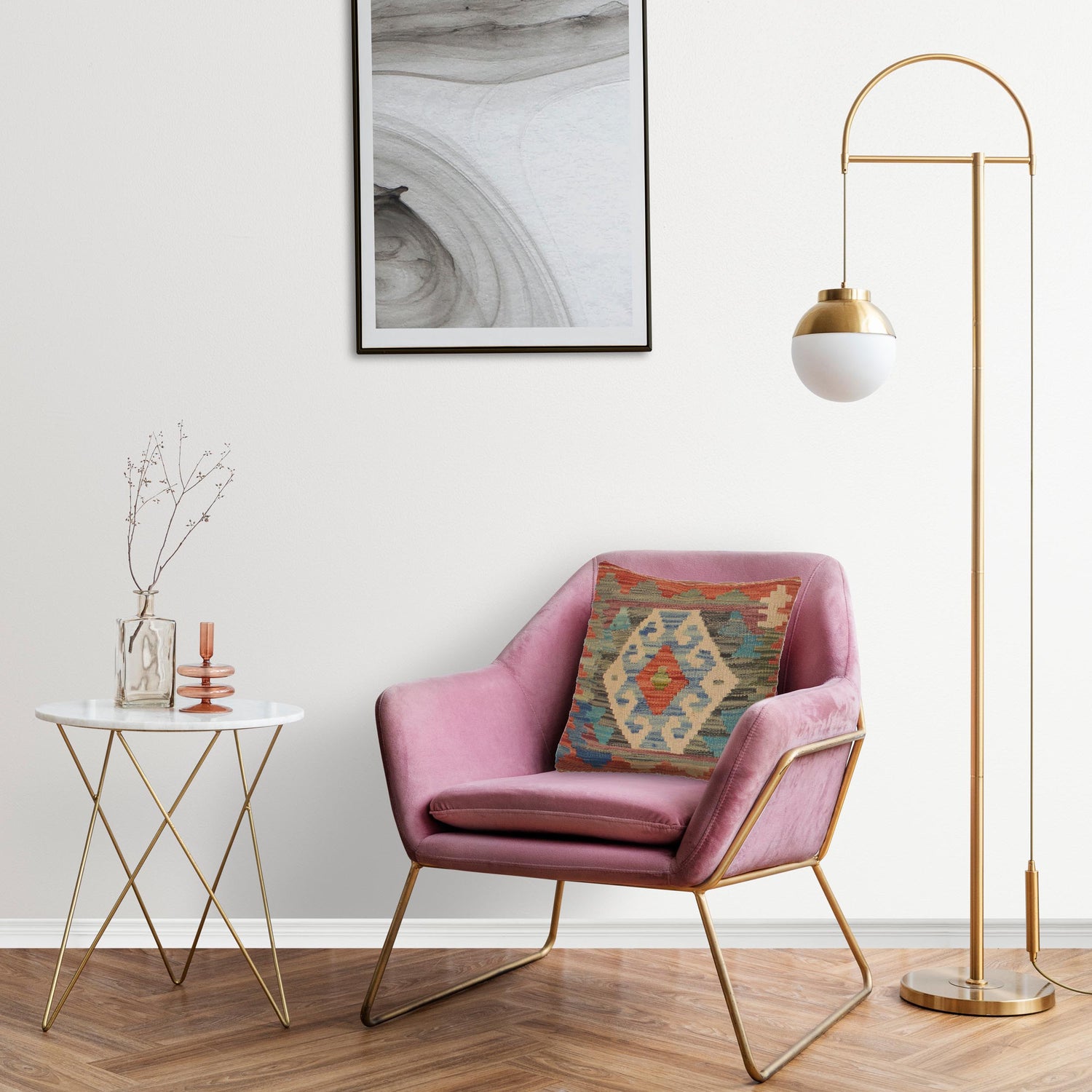 Turkish Style Kelim Cushion 1' 6" x 1' 6" ft / 46 x 46 cm - No. 34518