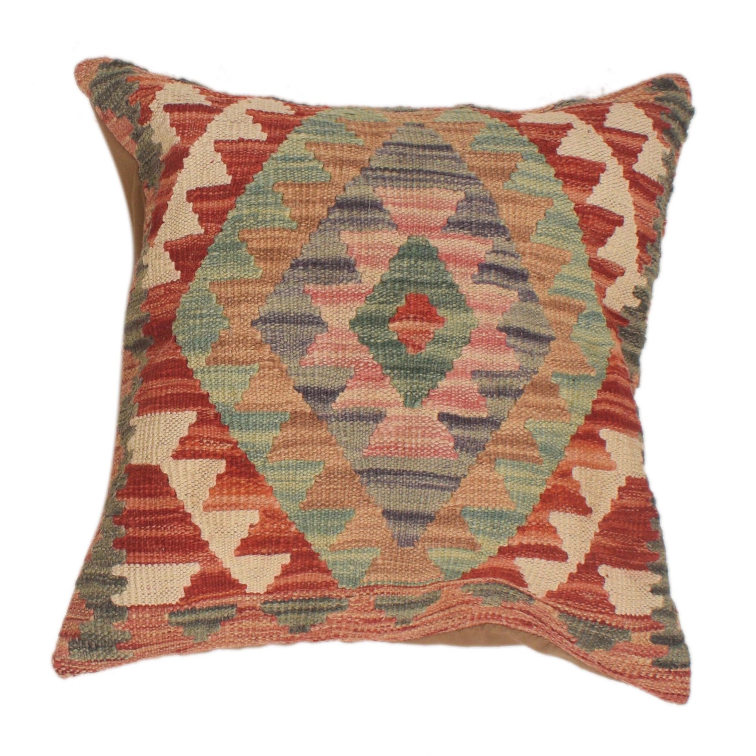 Square Size Kelim Cushion 1' 7" x 1' 7" ft / 47 x 47 cm - No. 34519