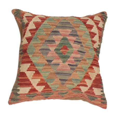 Square Size Kelim Cushion 1' 7" x 1' 7" ft / 47 x 47 cm - No. 34519