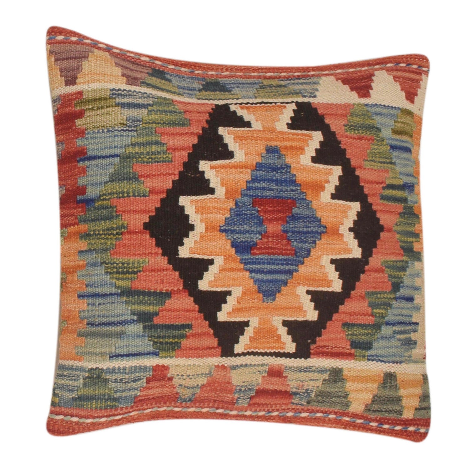 Afghan Kilim Cushion 1' 6" x 1' 7" ft / 45 x 47 cm - No. 34533