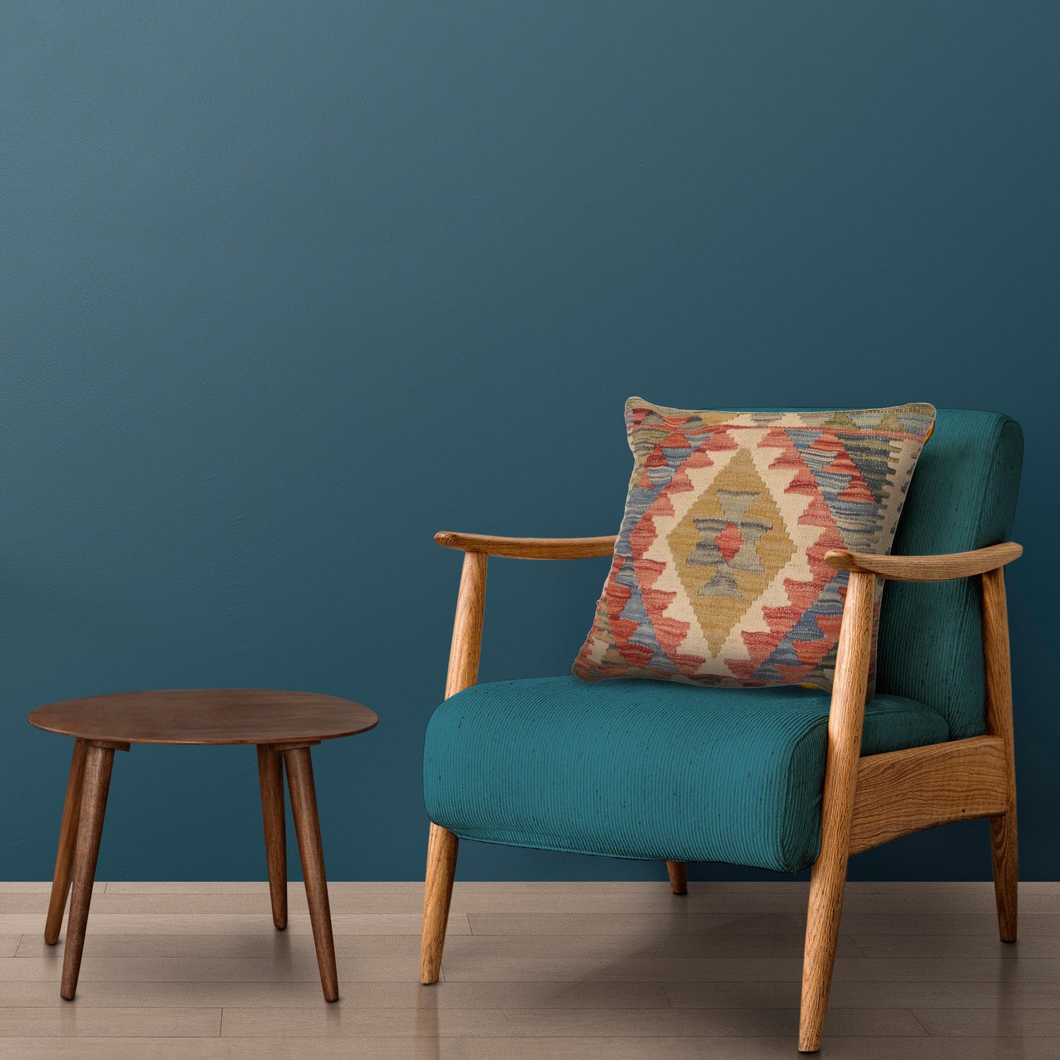 Vegetable Kilim Cushion Cover 1' 6" x 1' 5" ft / 45 x 43 cm - No. 34534