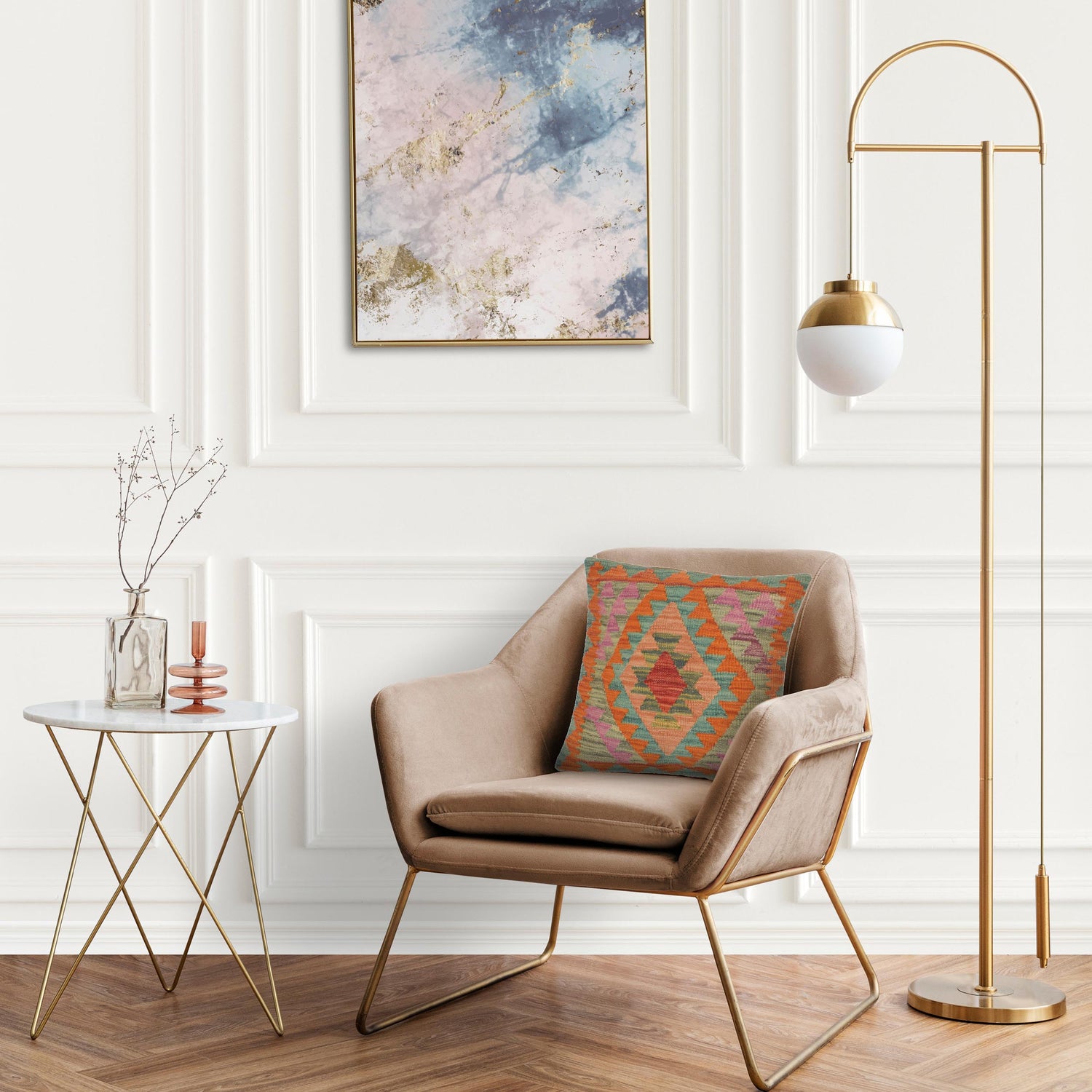 Handmade Kilim Cushion Covers 1' 6" x 1' 6" ft / 46 x 45 cm - No. 34535