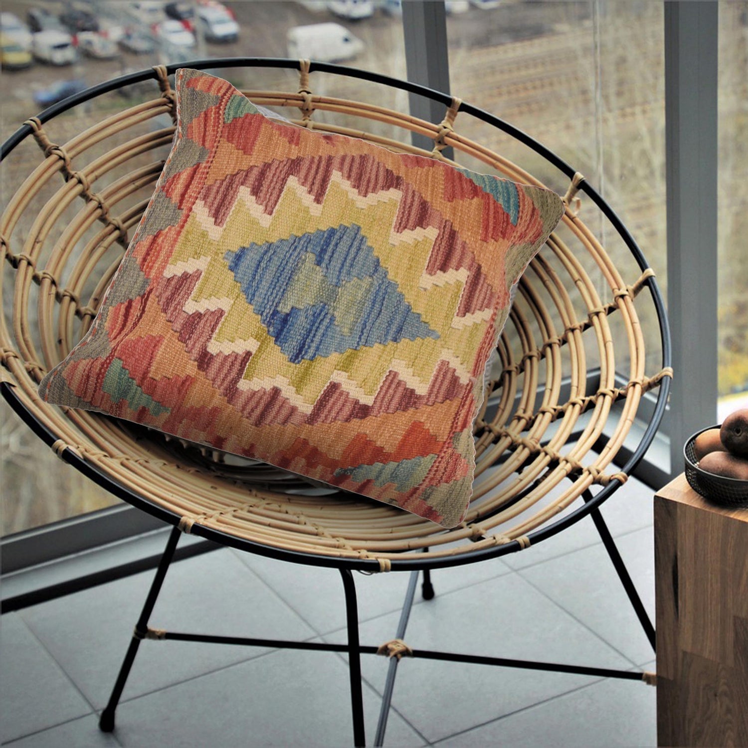 Kilim Cushion Cover 1' 6" x 1' 6" ft / 46 x 46 cm - No. 34539