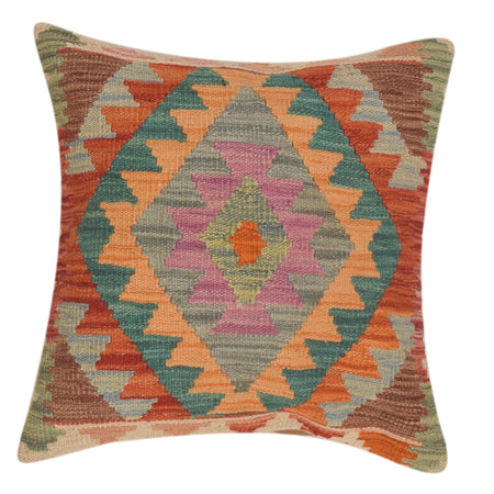 Square Size Kelim Cushion 1' 6" x 1' 6" ft / 46 x 46 cm - No. 34550