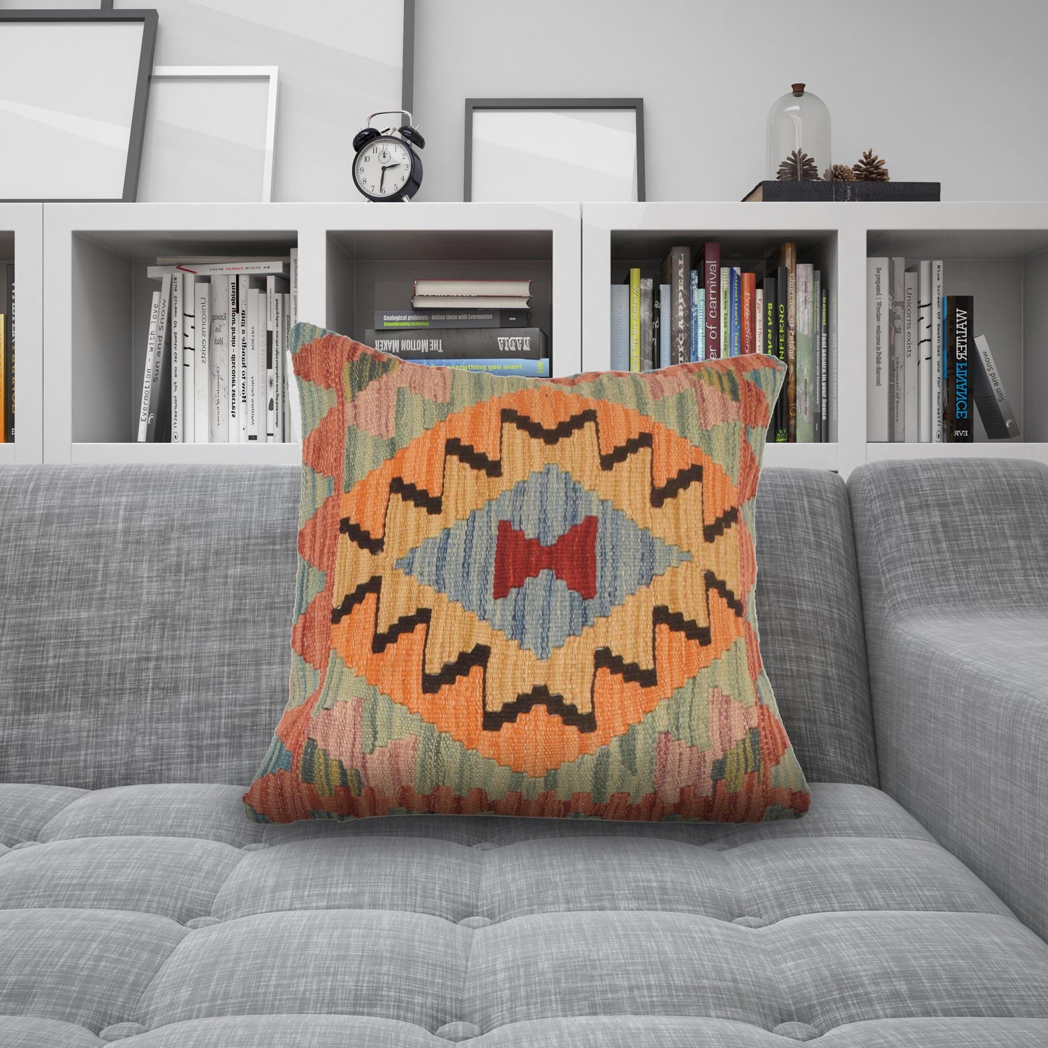 Kilim Cushion Cover 1' 6" x 1' 6" ft / 45 x 46 cm - No. 34556
