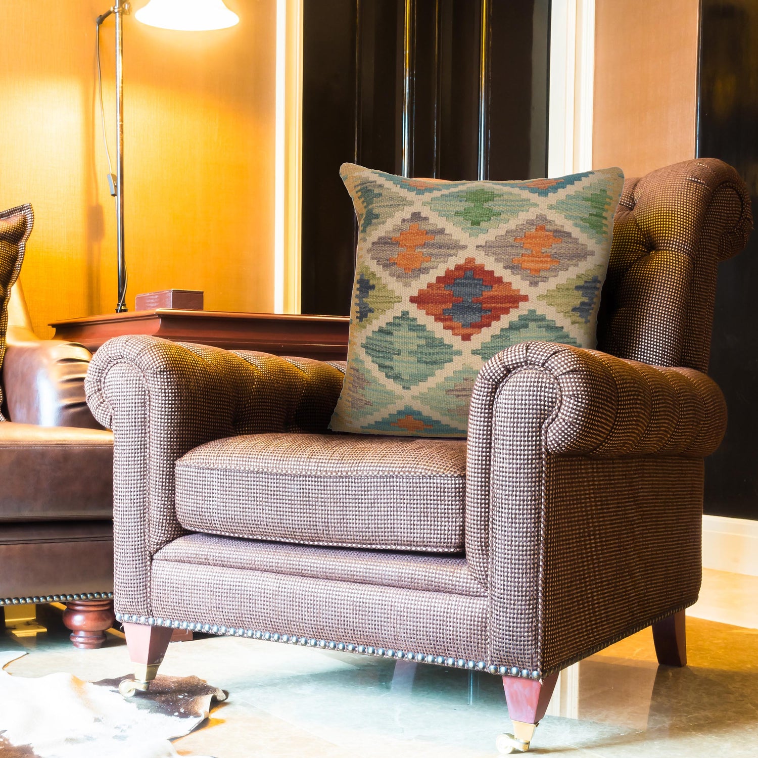 Turkish Design Kilim Cushion 1' 6" x 1' 6" ft / 46 x 46 cm - No. 34559