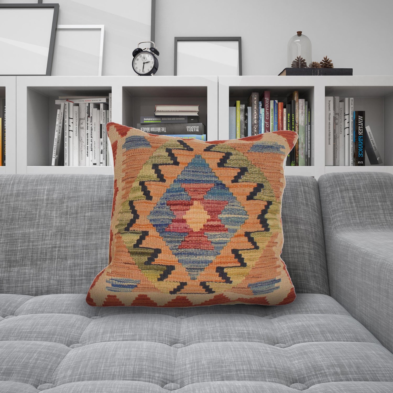 Afghan Kilim Cushion 1' 6" x 1' 6" ft / 46 x 46 cm - No. 34565