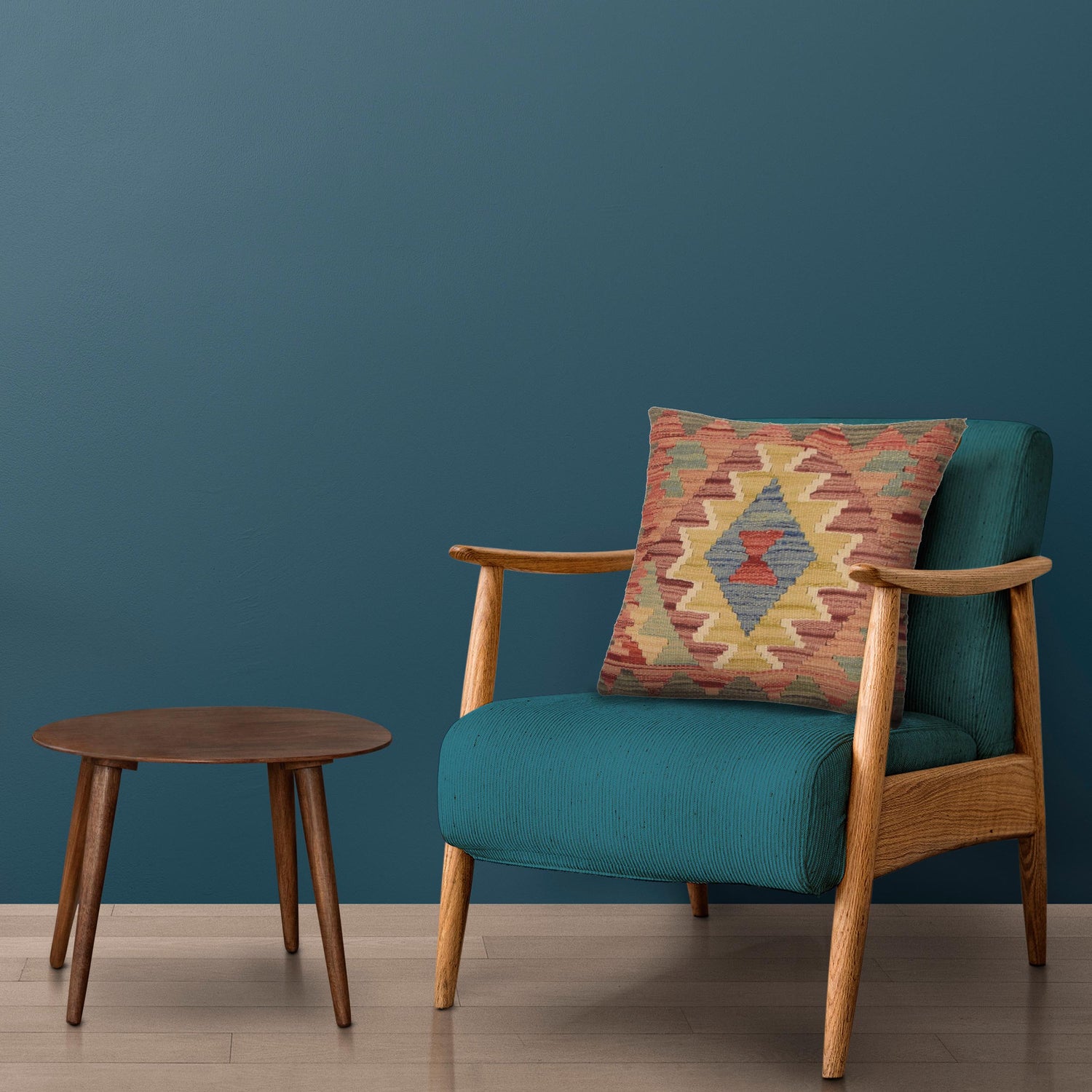 Square Size Kelim Cushion 1' 6" x 1' 6" ft / 46 x 45 cm - No. 34588