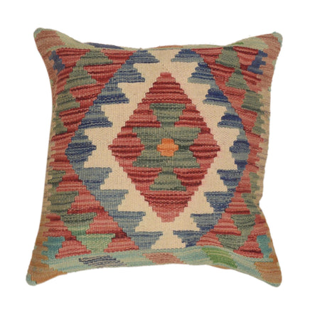 Square Size Kelim Cushion 1' 7" x 1' 7" ft / 48 x 47 cm - No. 34594