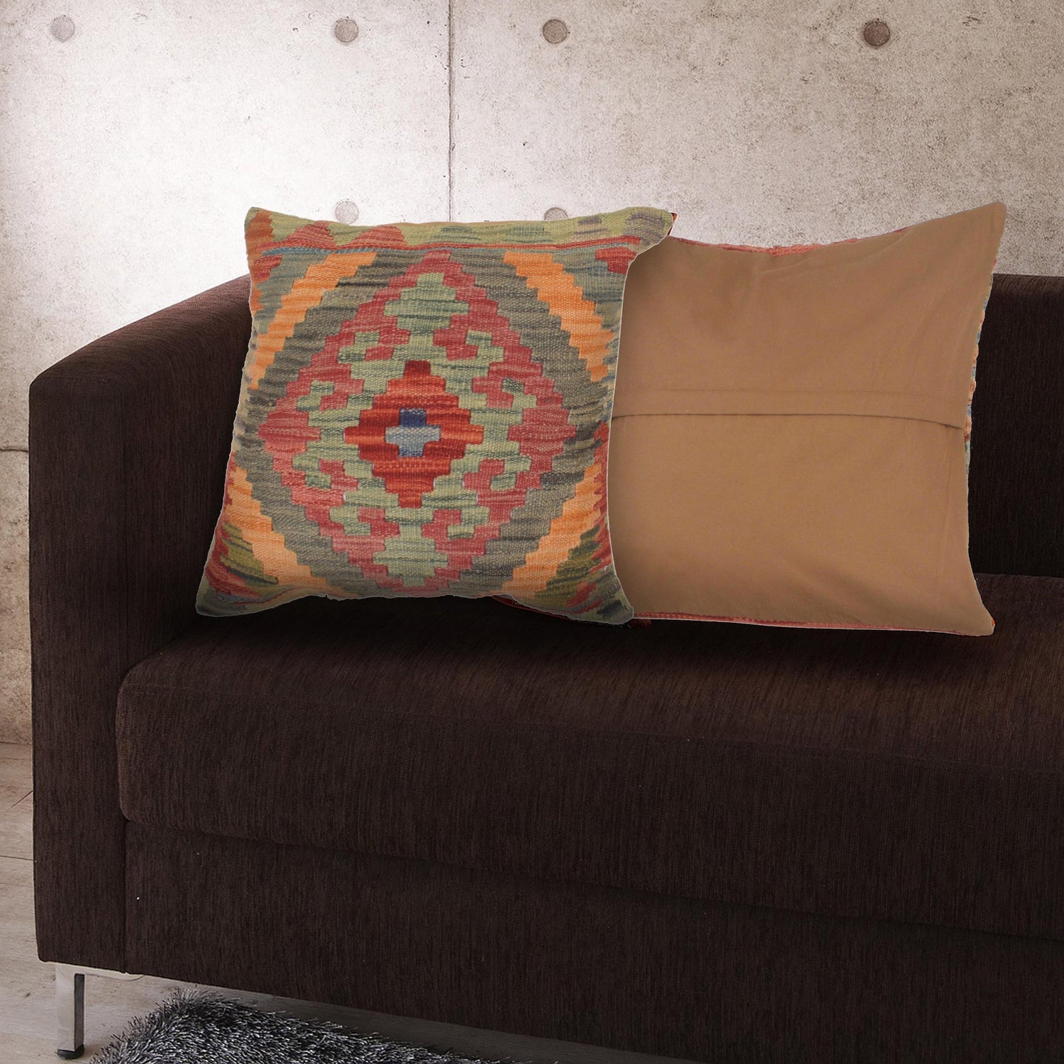 Turkish Style Kelim Cushion 1' 6" x 1' 6" ft / 46 x 46 cm - No. 34603