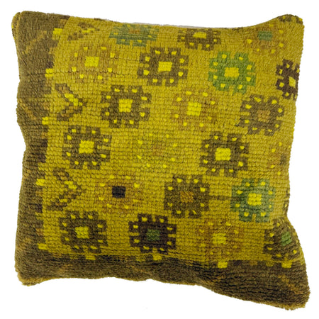 Hand Knotted Overdyed Carpet Cushion 1' 6" x 1' 5" ft / 45 x 43 cm - No. 38457
