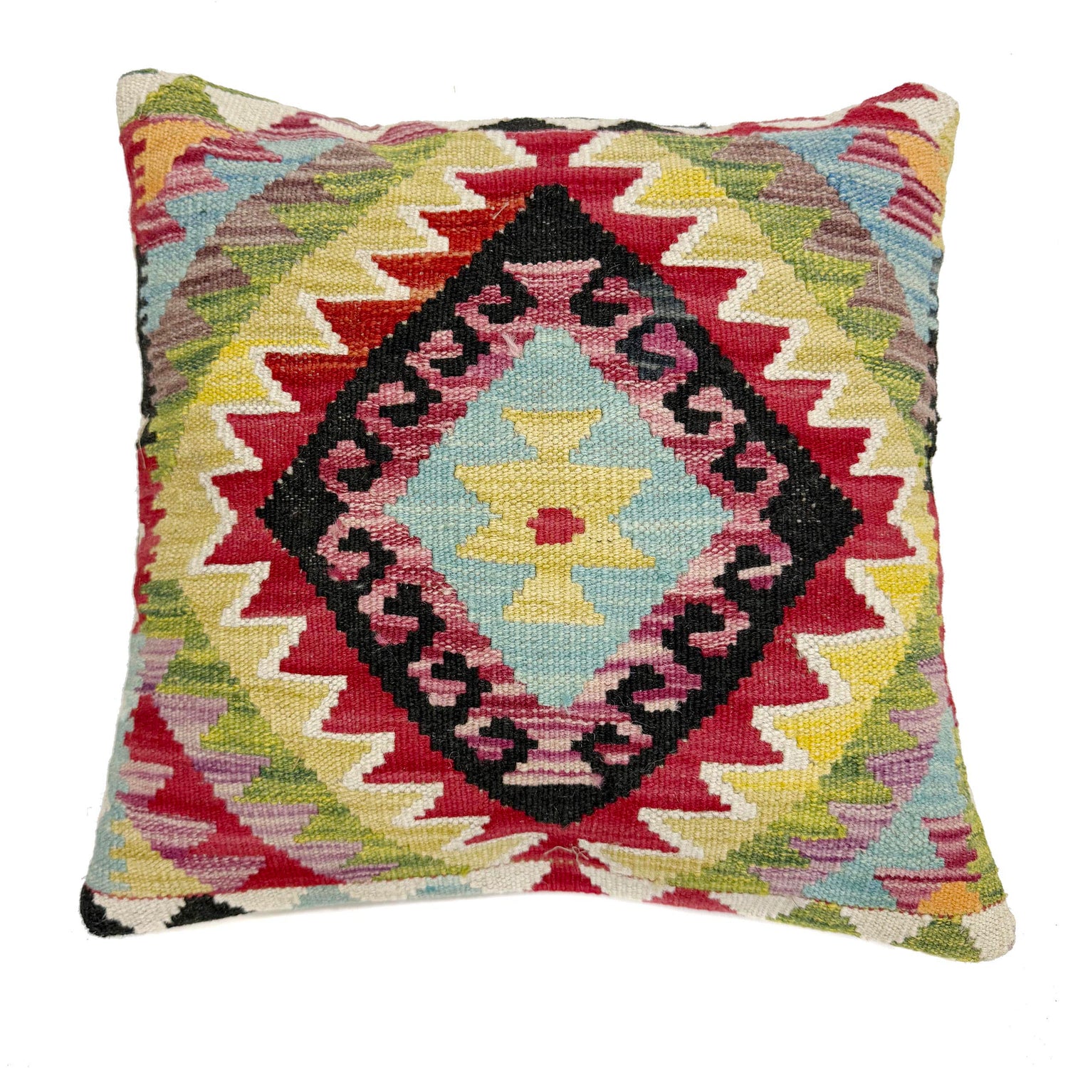 Square Size Kelim Cushion 1' 5" x 1' 6" ft / 44 x 45 cm - No. 38462