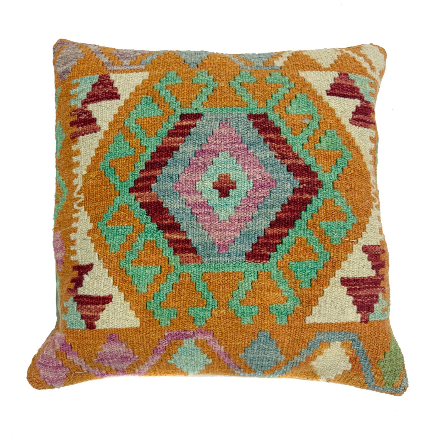 Square Size Kelim Cushion 1' 5" x 1' 6" ft / 44 x 45 cm - No. 38471